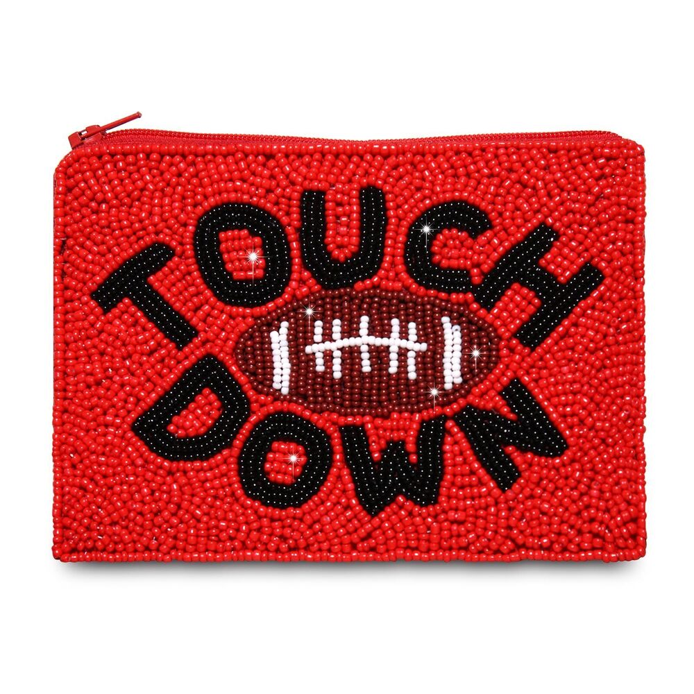 9608 Game Day Coin Purse, Beaded Coin Purse , Football Touchdown Coin Pouch